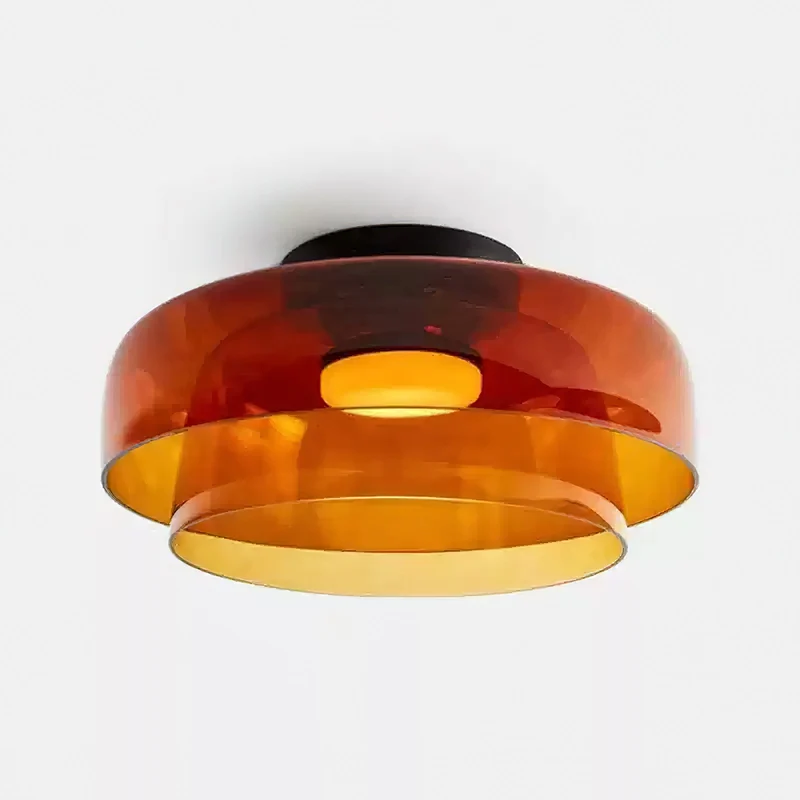 Plafondlamp Gelaagd Glas Metaal Zwart Groen Rookgrijs Oranje LED 32-42cm 3 Lichtkleuren | Sansoti