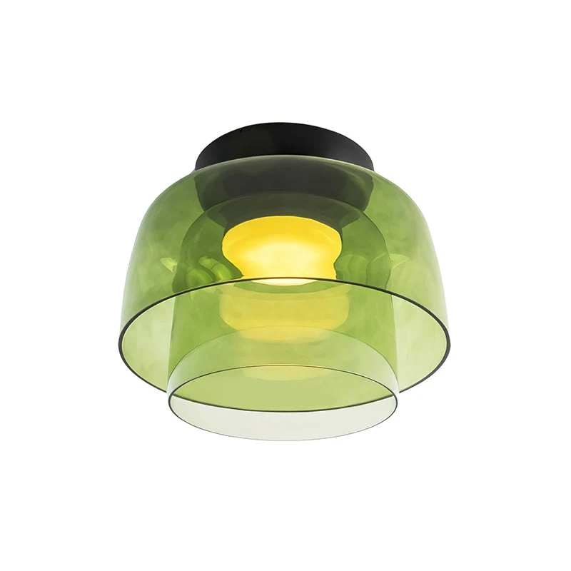 Plafondlamp Gelaagd Glas Metaal Zwart Groen Rookgrijs Oranje LED 32-42cm 3 Lichtkleuren | Sansoti