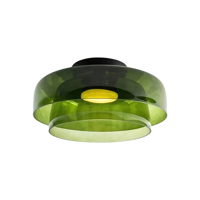 Plafondlamp Gelaagd Glas Metaal Zwart Groen Rookgrijs Oranje LED 32-42cm 3 Lichtkleuren | Sansoti
