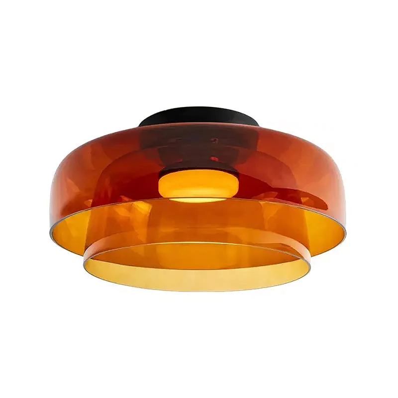 Plafondlamp Gelaagd Glas Metaal Zwart Groen Rookgrijs Oranje LED 32-42cm 3 Lichtkleuren | Sansoti