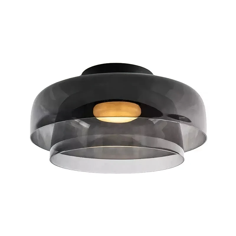 Plafondlamp Gelaagd Glas Metaal Zwart Groen Rookgrijs Oranje LED 32-42cm 3 Lichtkleuren | Sansoti