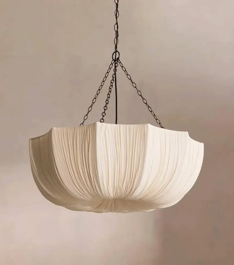 Hanglamp Geplisseerd Stof IJzer Sculpturaal Japandi 40-100cm E27 LED Eetkamer Slaapkamer | Sansoti