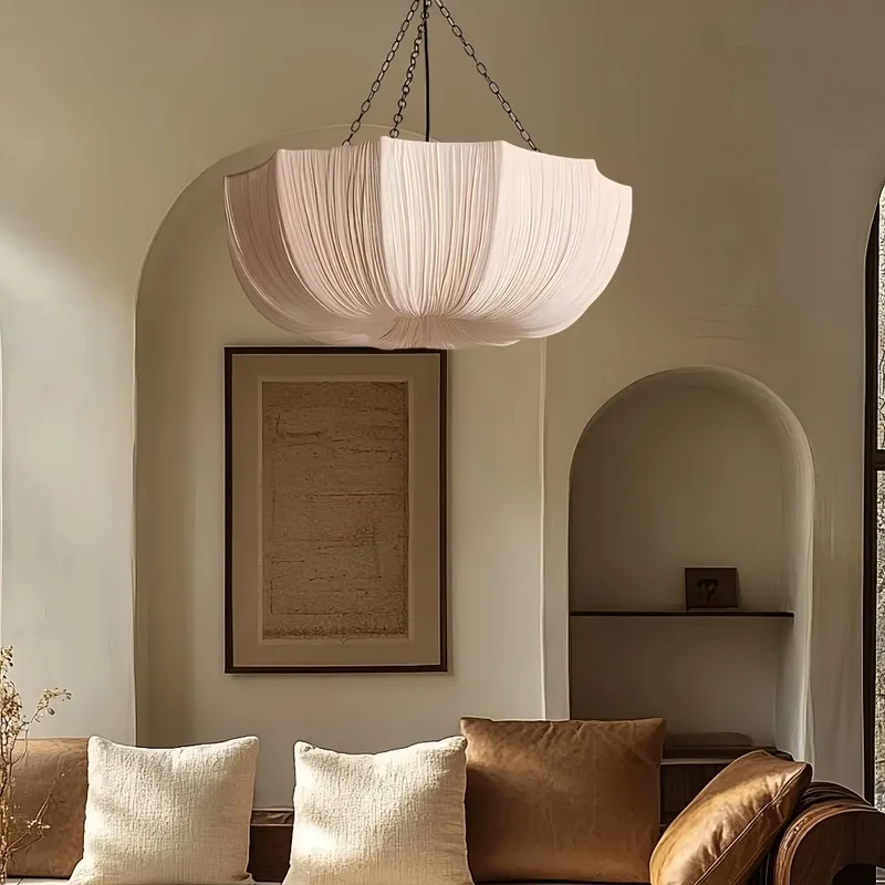 Hanglamp Geplisseerd Stof IJzer Sculpturaal Japandi 40-100cm E27 LED Eetkamer Slaapkamer | Sansoti