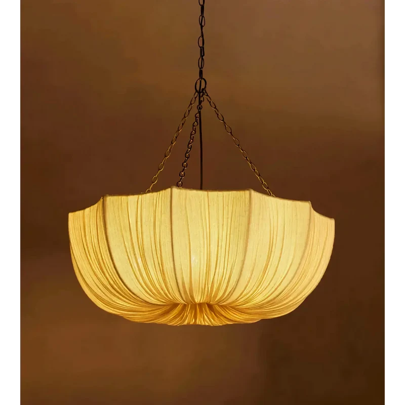 Hanglamp Geplisseerd Stof IJzer Sculpturaal Japandi 40-100cm E27 LED Eetkamer Slaapkamer | Sansoti