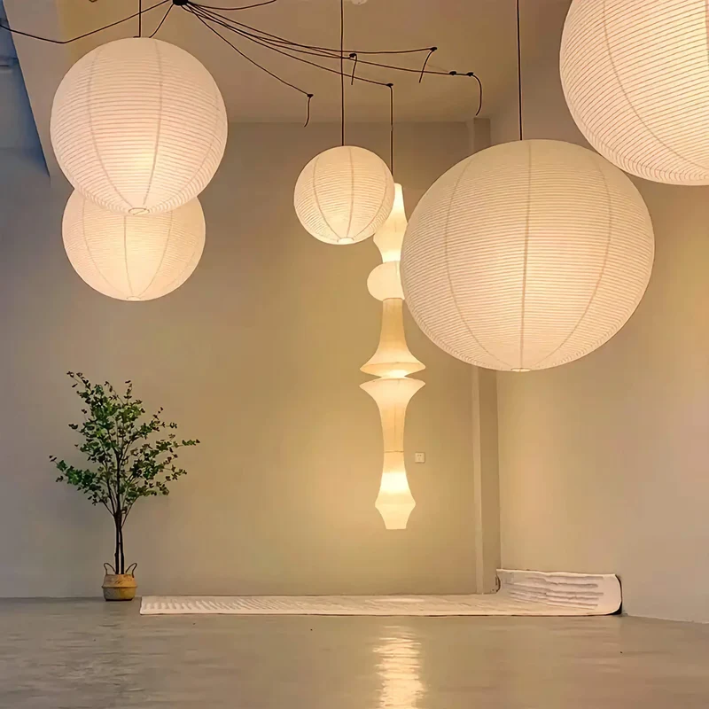 Hanglamp Rijstpapier Wabi-Sabi Japandi Minimalistisch Wit Warm Licht Woonkamer Slaapkamer | Sansoti