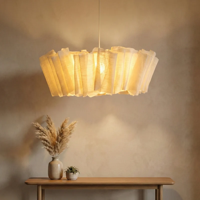 Hanglamp Japandi Handgebreid Stof Ijzer Minimalistisch Cottagecore Slaapkamer Eetkamer | Sansoti