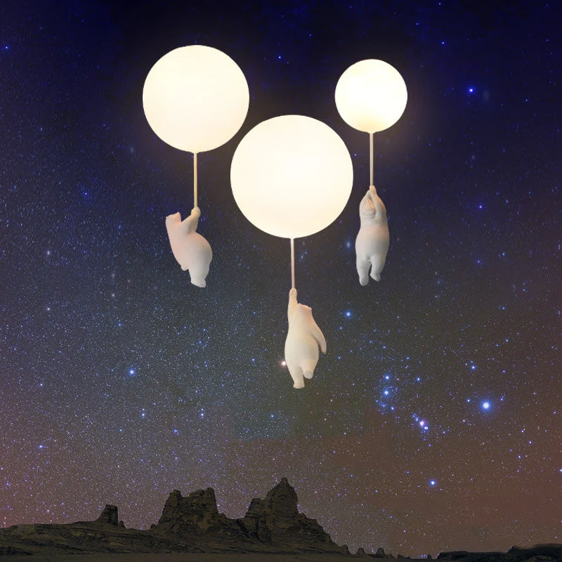 Plafondlamp Kinderkamer Beer Ballon Acryl Metaal Wit Zacht Licht LED E26 Slaapkamer | Sansoti