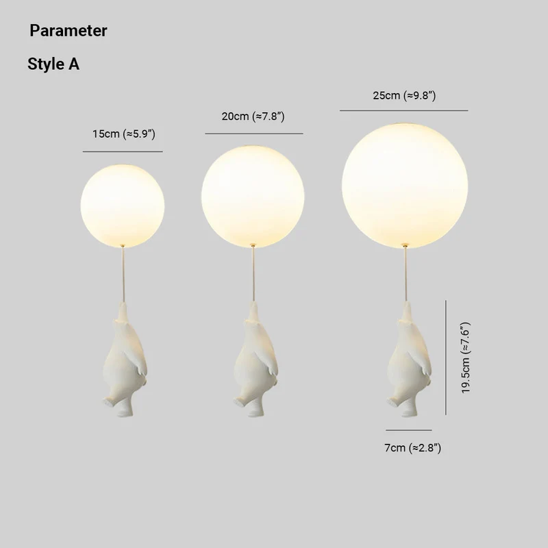 Plafondlamp Kinderkamer Beer Ballon Acryl Metaal Wit Zacht Licht LED E26 Slaapkamer | Sansoti
