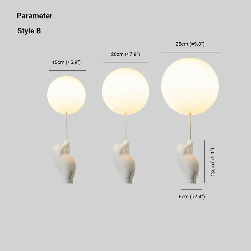 Plafondlamp Kinderkamer Beer Ballon Acryl Metaal Wit Zacht Licht LED E26 Slaapkamer | Sansoti