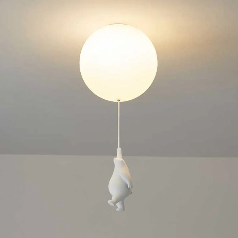 Plafondlamp Kinderkamer Beer Ballon Acryl Metaal Wit Zacht Licht LED E26 Slaapkamer | Sansoti