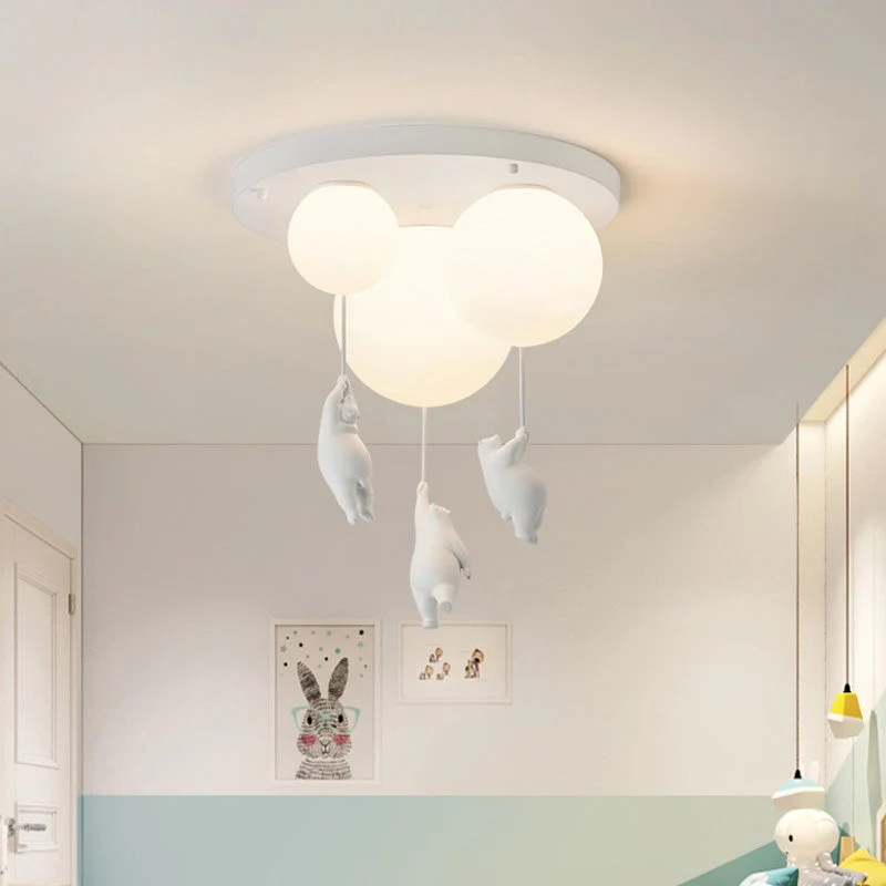 Plafondlamp Kinderkamer Beer Ballon Acryl Metaal Wit Zacht Licht LED E26 Slaapkamer | Sansoti