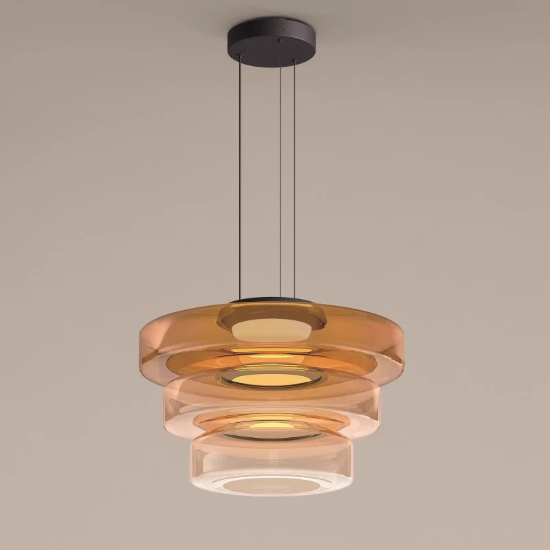 Hanglamp Glas LED Amber Groen Grijs Meerdere Lagen Woonkamer Eetkamer Keuken Moderne Plafondlamp Bauhaus Sfeer | Sansoti