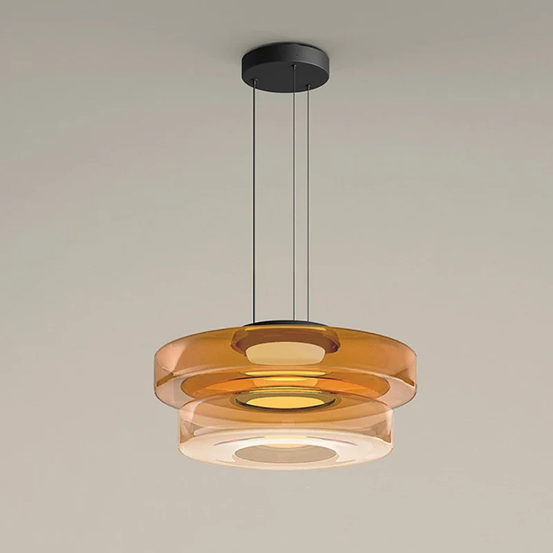 Hanglamp Glas LED Amber Groen Grijs Meerdere Lagen Woonkamer Eetkamer Keuken Moderne Plafondlamp Bauhaus Sfeer | Sansoti