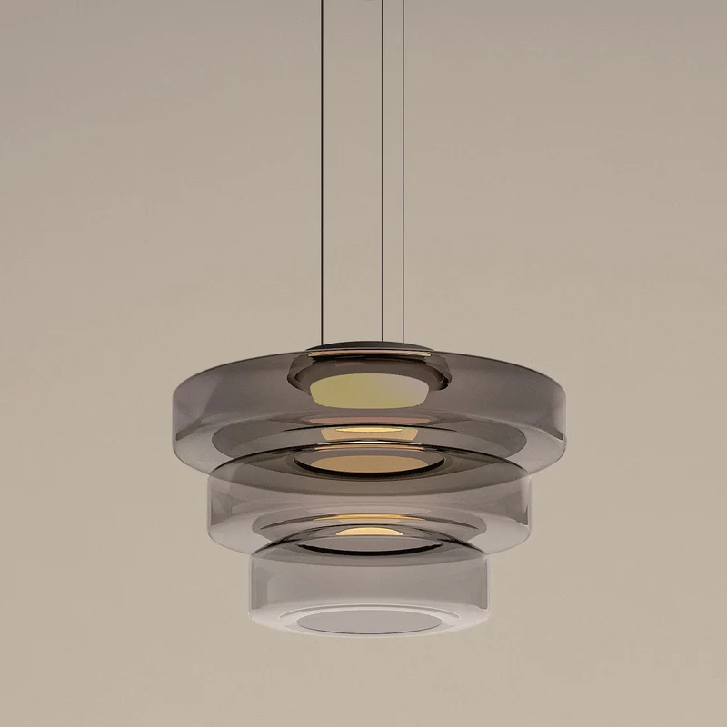 Hanglamp Glas LED Amber Groen Grijs Meerdere Lagen Woonkamer Eetkamer Keuken Moderne Plafondlamp Bauhaus Sfeer | Sansoti