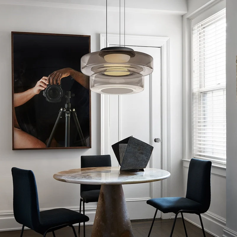 Hanglamp Glas LED Amber Groen Grijs Meerdere Lagen Woonkamer Eetkamer Keuken Moderne Plafondlamp Bauhaus Sfeer | Sansoti