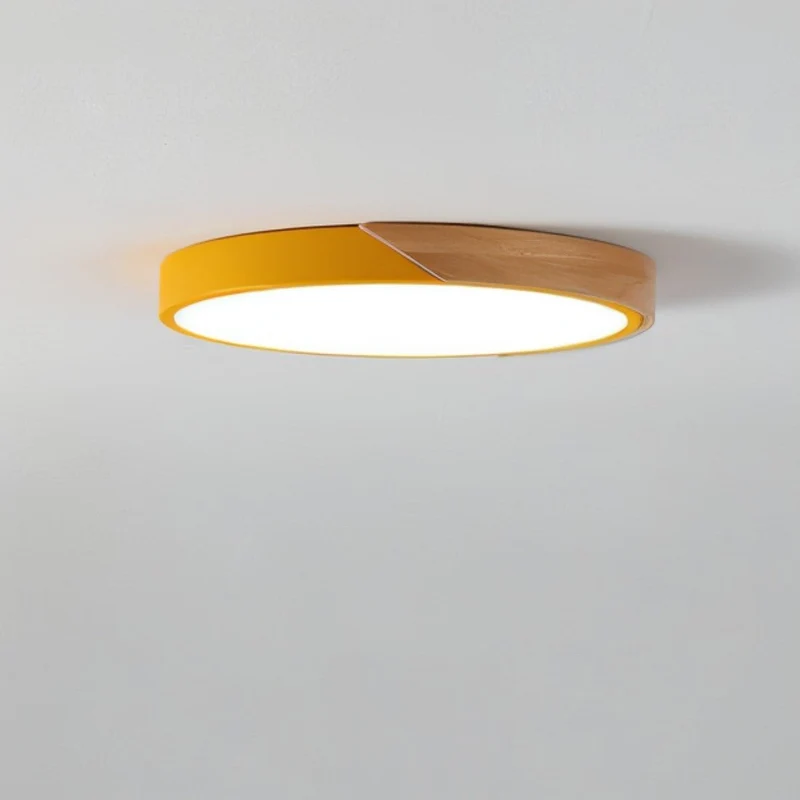 LED plafondlamp hout metaal rond modern minimalistisch wit woonkamer slaapkamer kantoor plafondverlichting energiezuinig | Sansoti