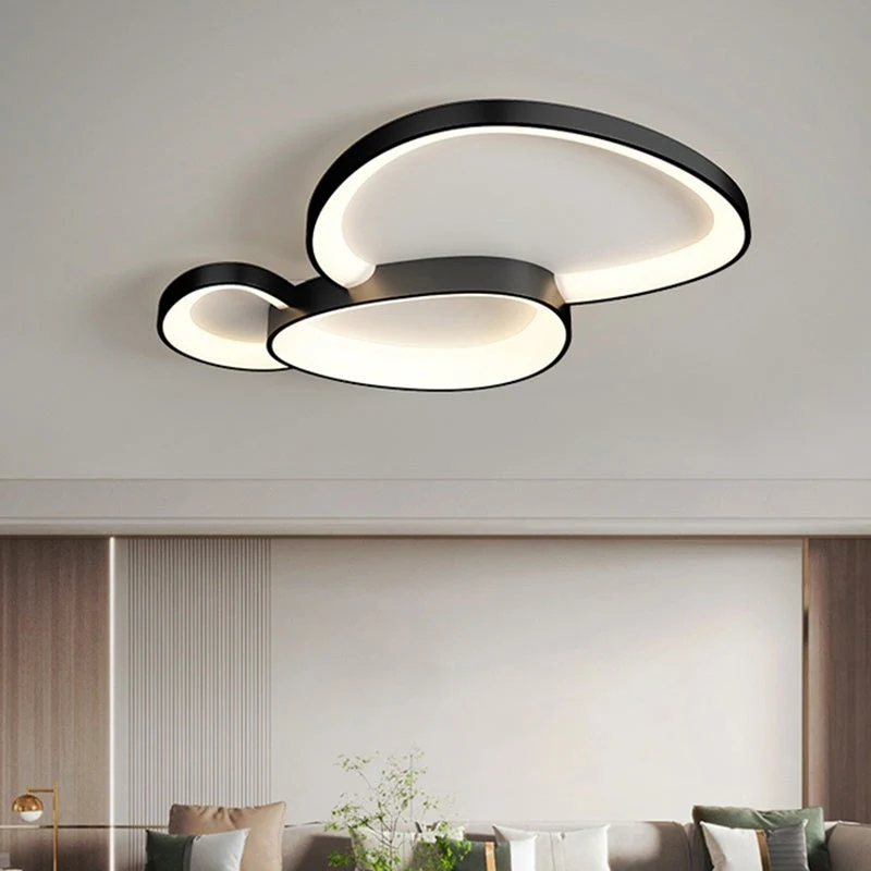 LED plafondlamp ovaal dimbaar metaal zwart wit slaapkamer hal woonkamer moderne plafondverlichting Scandinavisch design opbouwlamp | Sansoti