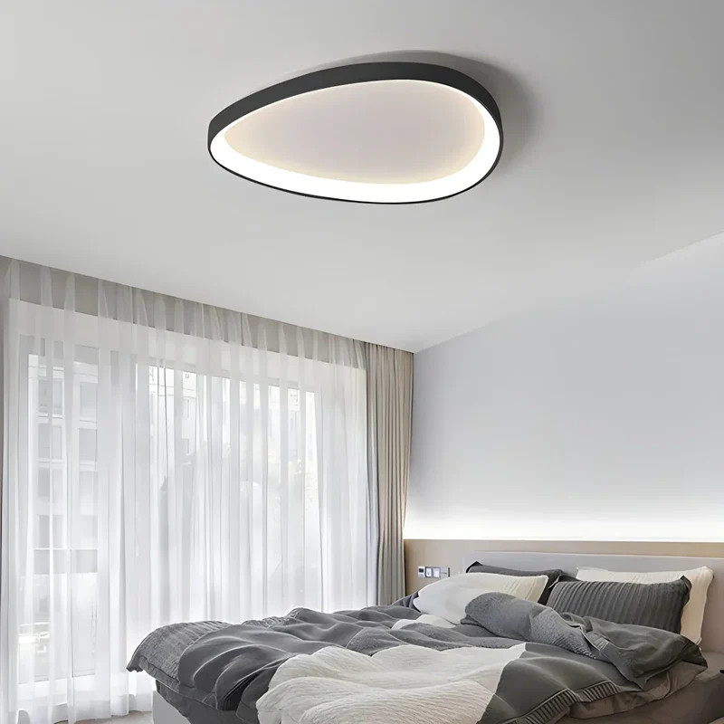 LED plafondlamp ovaal dimbaar metaal zwart wit slaapkamer hal woonkamer moderne plafondverlichting Scandinavisch design opbouwlamp | Sansoti