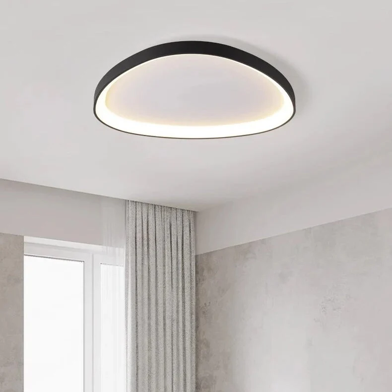LED plafondlamp ovaal dimbaar metaal zwart wit slaapkamer hal woonkamer moderne plafondverlichting Scandinavisch design opbouwlamp | Sansoti