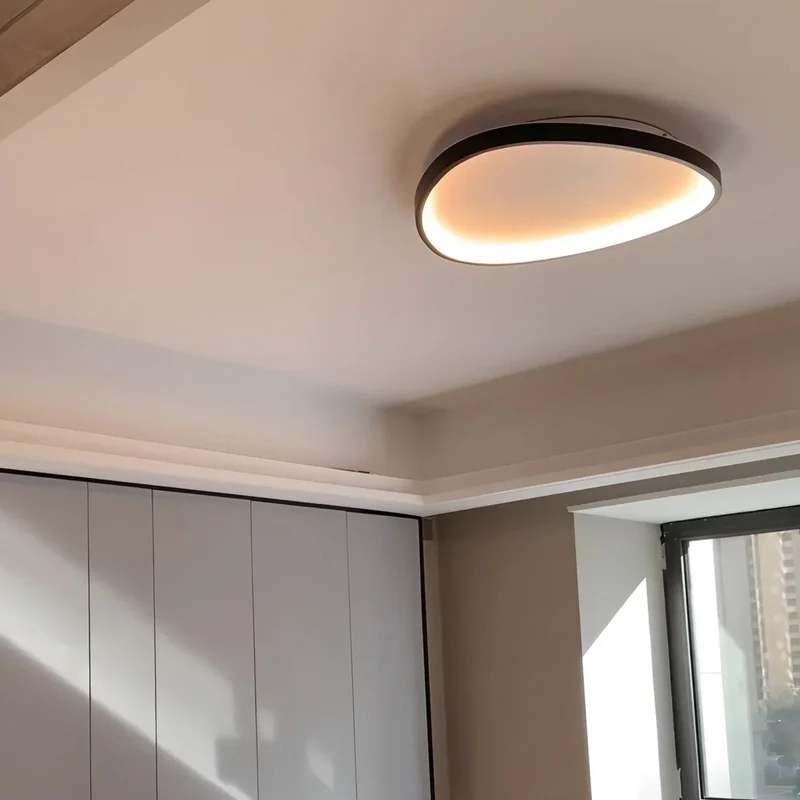 LED plafondlamp ovaal dimbaar metaal zwart wit slaapkamer hal woonkamer moderne plafondverlichting Scandinavisch design opbouwlamp | Sansoti
