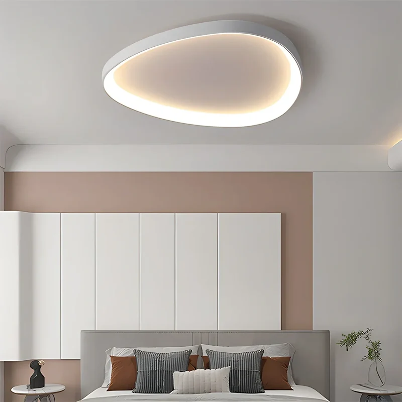 LED plafondlamp ovaal dimbaar metaal zwart wit slaapkamer hal woonkamer moderne plafondverlichting Scandinavisch design opbouwlamp | Sansoti