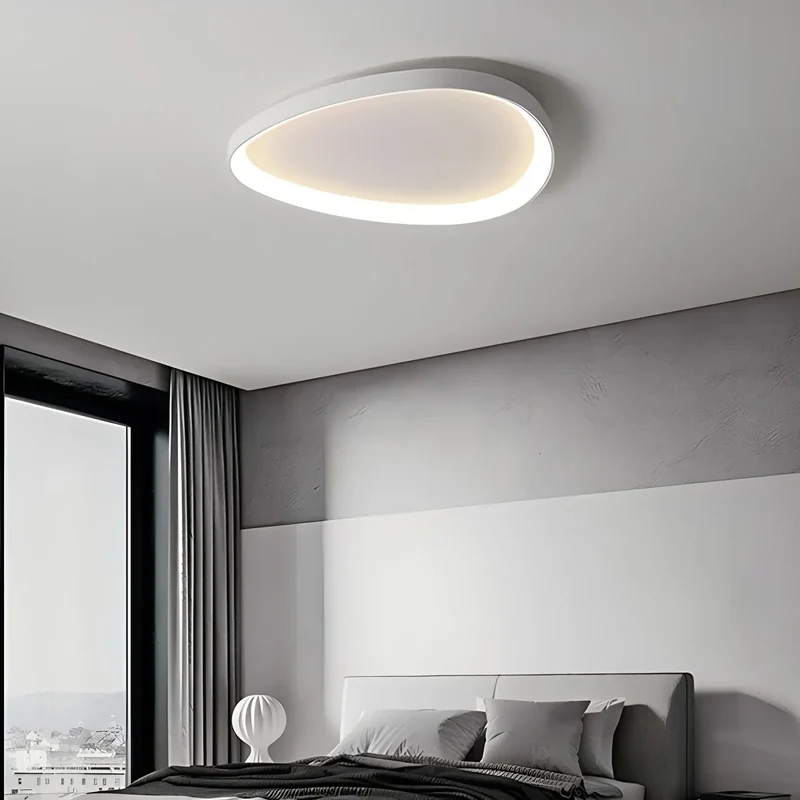 LED plafondlamp ovaal dimbaar metaal zwart wit slaapkamer hal woonkamer moderne plafondverlichting Scandinavisch design opbouwlamp | Sansoti