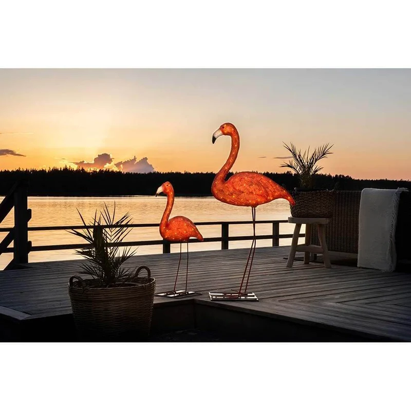 LED Acryl Flamingo groß 96 bernsteinfarbene Dioden IP44