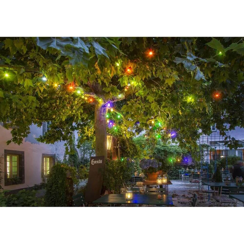 LED Biergartenketten Erweiterung 10 bunte Birnen Warmweiß IP44