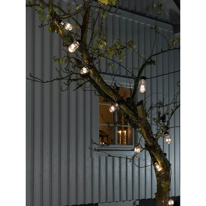 LED Biergartenkette 10er klar 80 Warmweiße Dioden 24V
