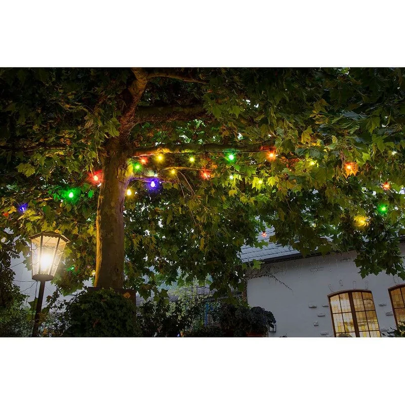 LED Biergartenkette 20er bunt 160 Warmweiße Dioden 24V