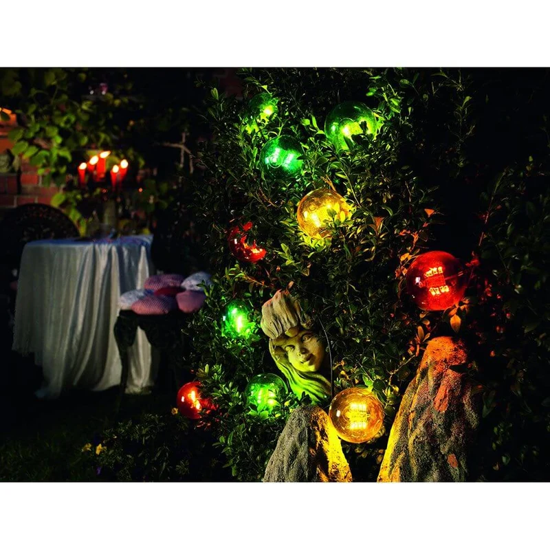 LED Biergartenkette 10er bunt 80 Warmweiße Dioden 24V