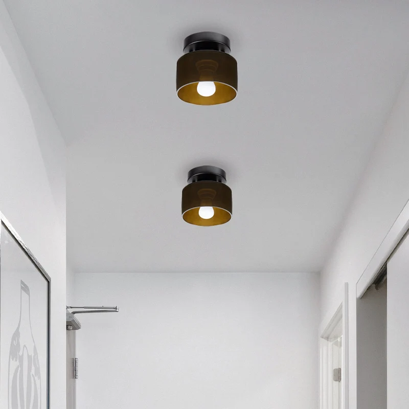 Plafondlamp Glas Retro E27/E26 Amber Keuken Hal Woonkamer Rond Design Sfeerverlichting Vintage Stijl | Sansoti