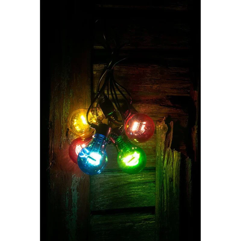 LED Biergartenkette 5er bunt 40 Warmweiße Dioden Batteriebetrieb