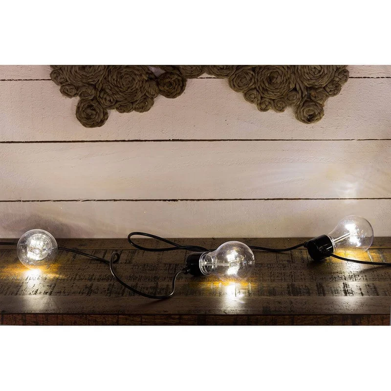 LED Biergartenkette 5er klar 40 Warmweiße Dioden Batteriebetrieb