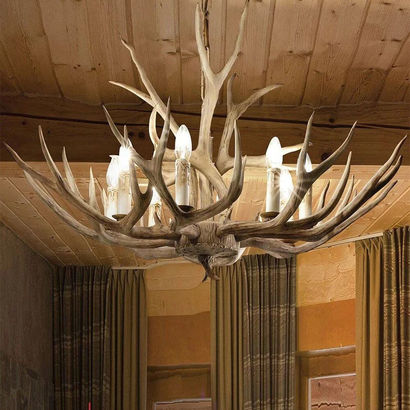 Chalet M Holz Geweih-Lüster Ø 67cm 6-flammig