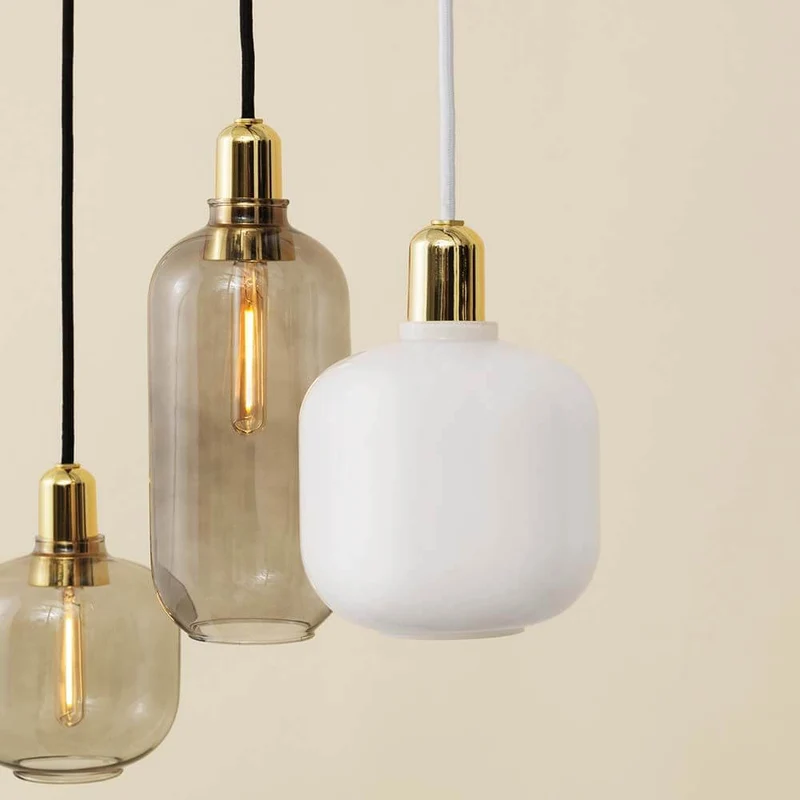 Pendelleuchte Amp L Rauchglas, Messing