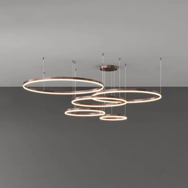 Hanglamp Ring Led Rond Metaal Zwart Goud Koffie Dimbaar Woonkamer Slaapkamer Eetkamer | Sansoti