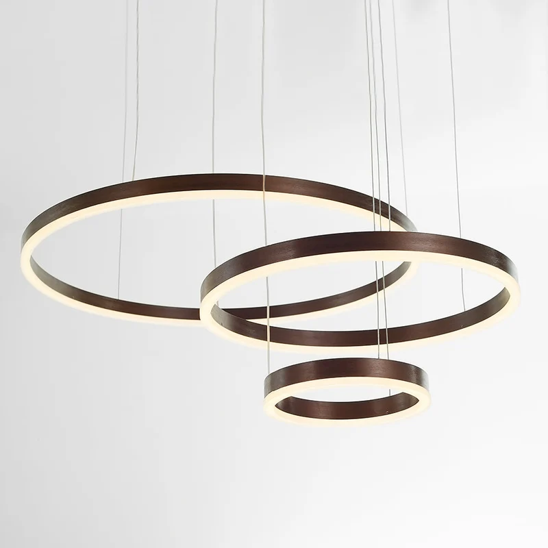 Hanglamp Ring Led Rond Metaal Zwart Goud Koffie Dimbaar Woonkamer Slaapkamer Eetkamer | Sansoti