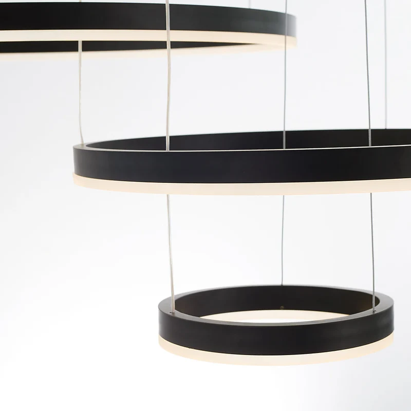 Hanglamp Ring Led Rond Metaal Zwart Goud Koffie Dimbaar Woonkamer Slaapkamer Eetkamer | Sansoti
