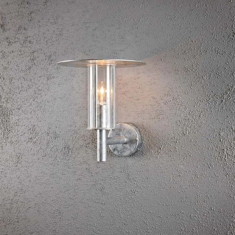 Mode Außen-Wandleuchte galvanisierter Stahl, klares Polycarbonat Glas