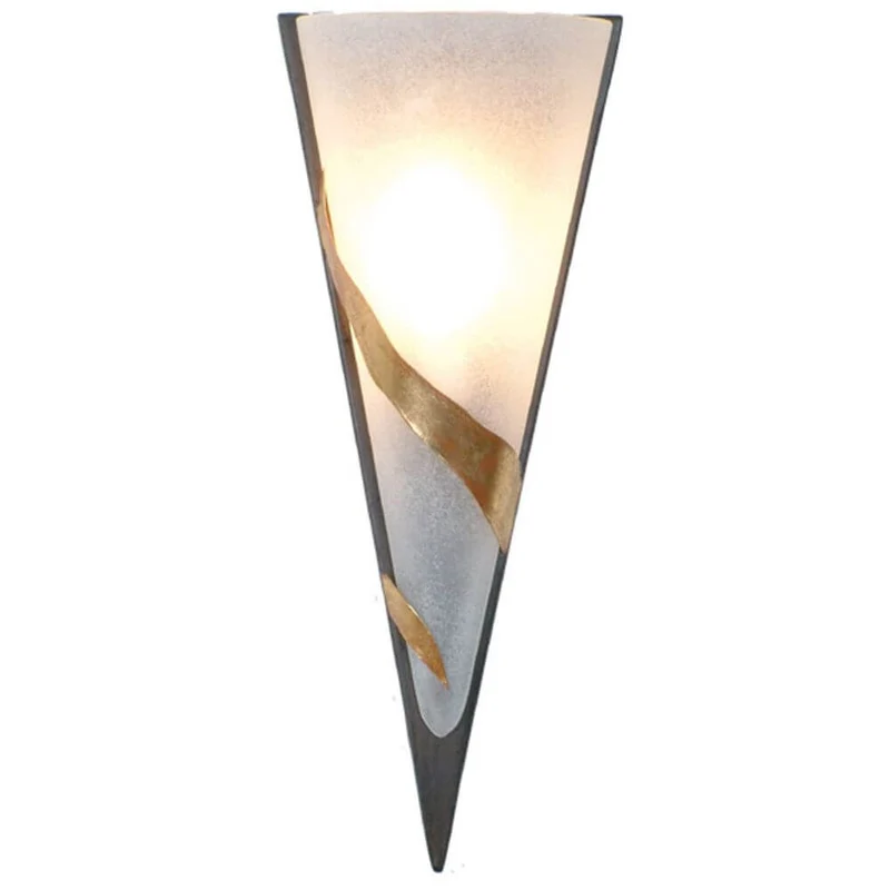 Wandleuchte Giglio Uno Eisen-Glas Braun-Schwarz-Gold