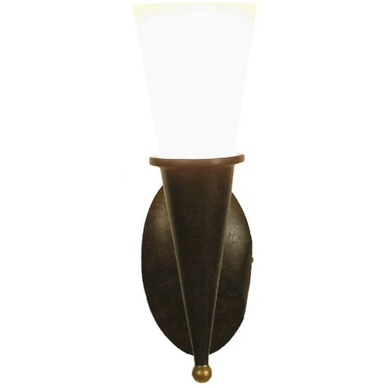 Wandleuchte Torcia Cono Eisen-Glas Braun-Schwarz-Gold
