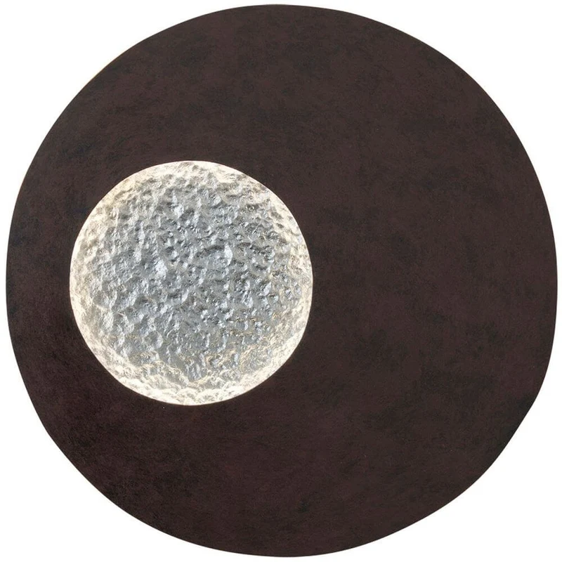 Wandleuchte Luna Rund Klein Eisen Braun-Schwarz-Silber