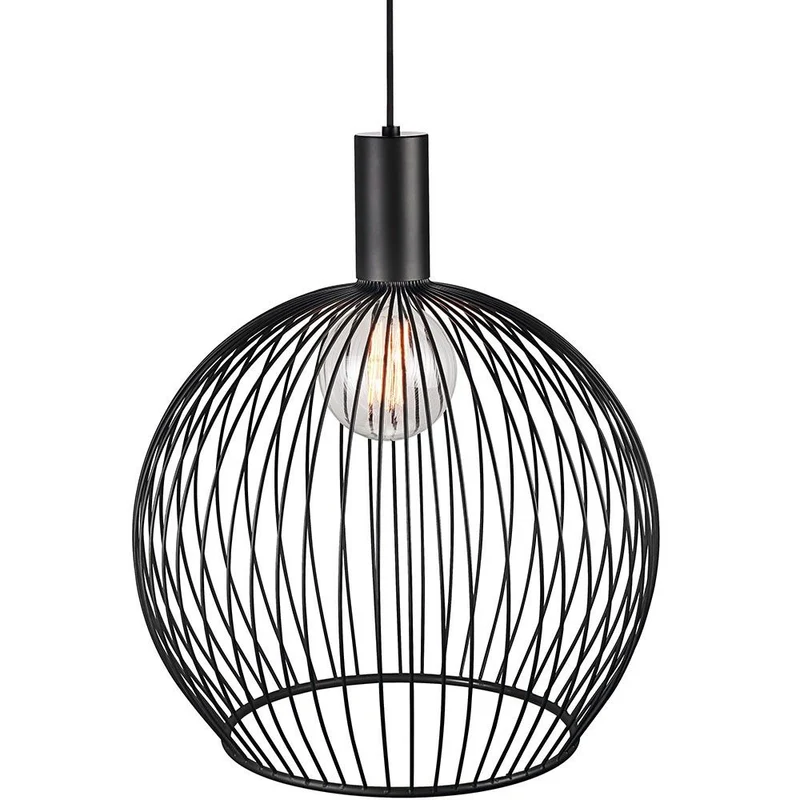 Aver 50 Gitter-Hängeleuchte Ø 50cm Stoffkabel Schwarz