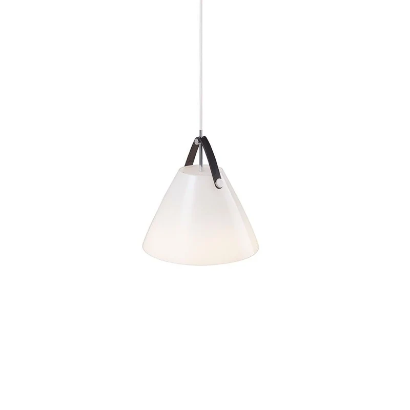 Strap 27 Glas Pendelleuchte Ø 27cm mit 2 Lederriemen Weiß