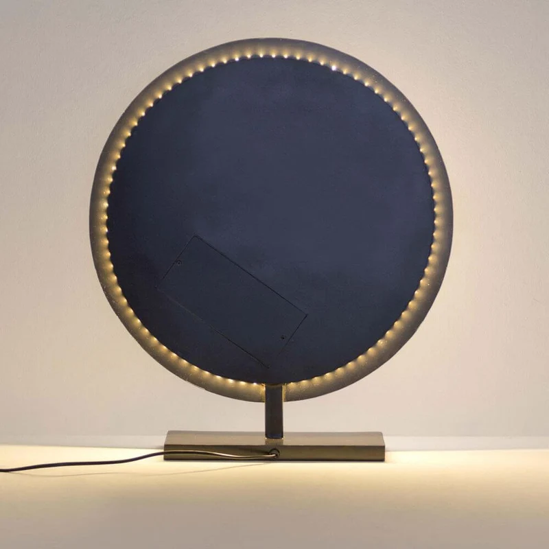 Tischleuchte Luna Rund Eisen Braun-Schwarz-Gold