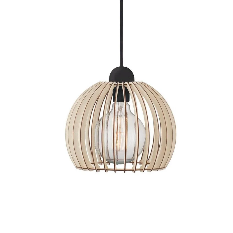 Chino 25 Pendelleuchte mit Stoffkabel Holz