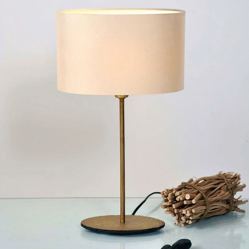 Tischleuchte Mattia Oval Eisen Gold-Ecru