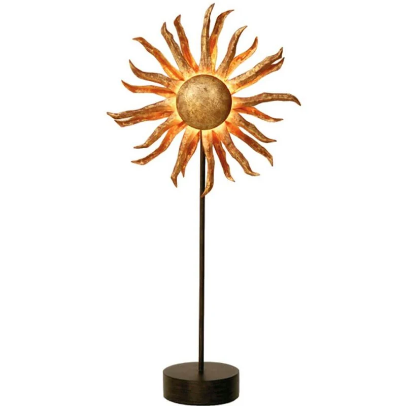 Tischleuchte 6-flammig Sonne Eisen Braun-Schwarz-Gold