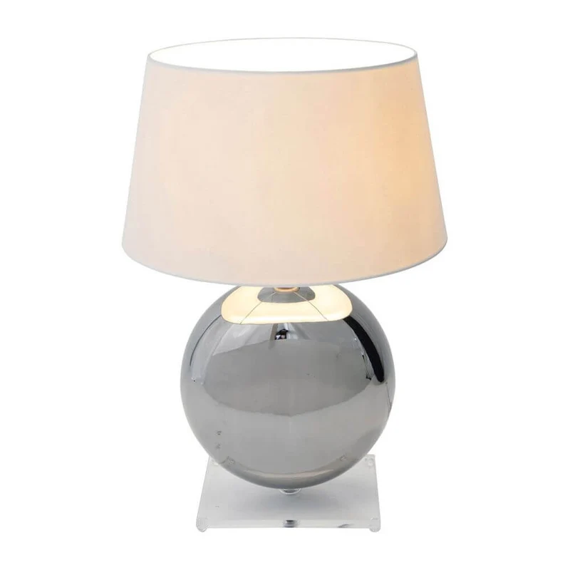 Tischleuchte Bowling Keramik-Plexiglas Metallic-Klar